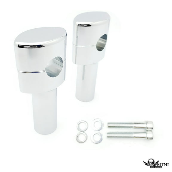 HTTMT- 1" Handlebar Riser Clamp 4" tall Compatible With Harley Kawasaki Honda Yamaha Chrome [See Fitmen]