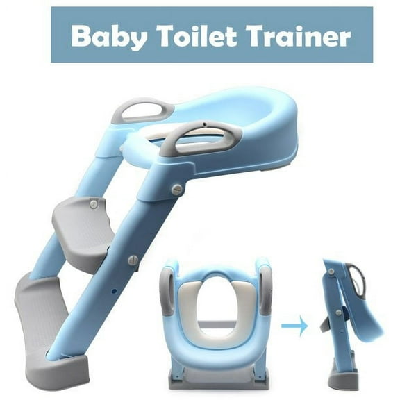 HTTMT- Blue Toddler Potty Training Seat Ladder Step Toilet Girl Chair Infant Kids Bathroom Trainer P/N: ET-BABY002-BLUE