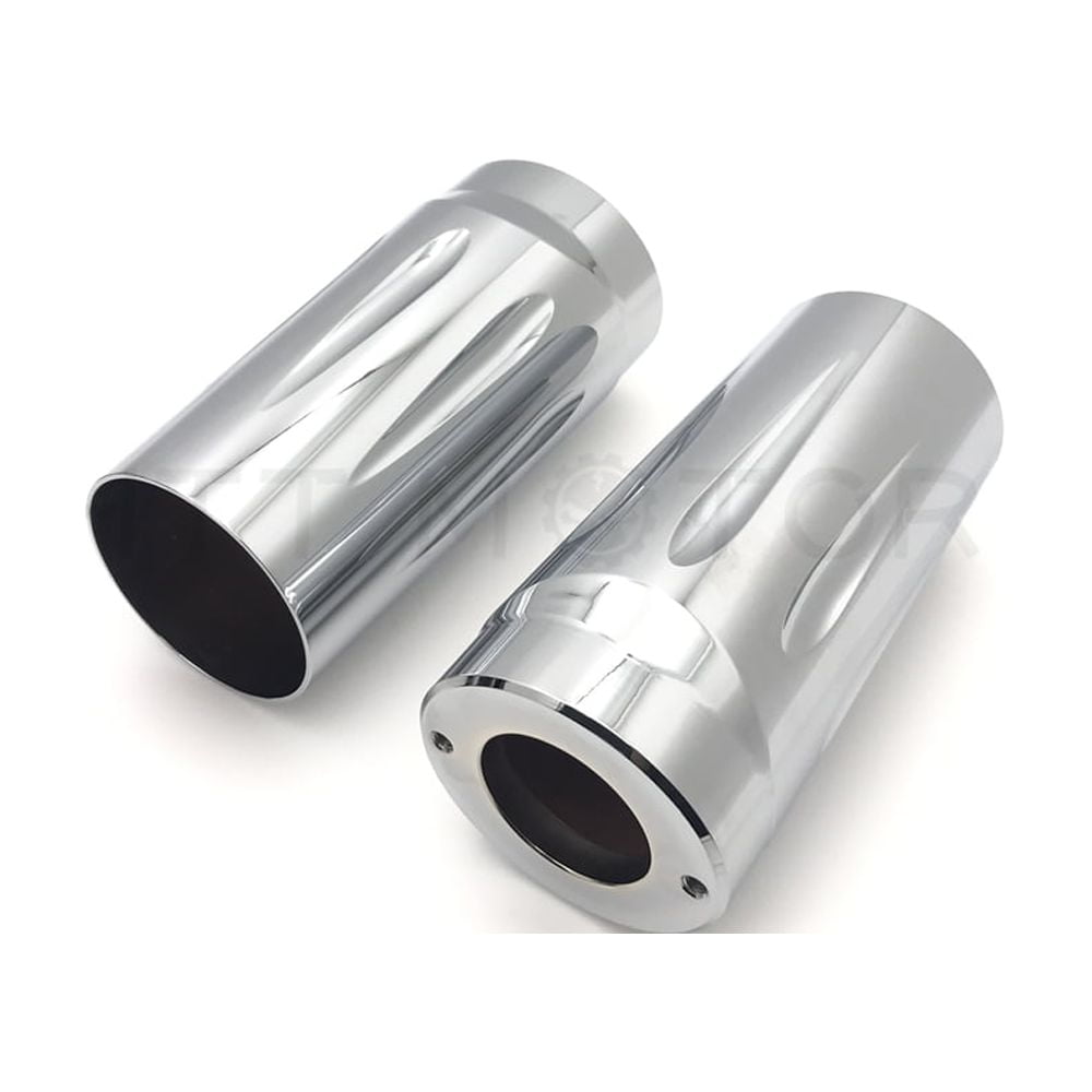 HTTMT Chrome Cut Upper Fork Boot Slider Covers for Harley 86-13 FLH/FLHR