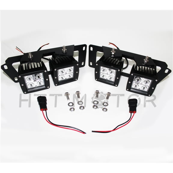 HTTMT- For 10-18 Dodge RAM 2500 3500 80W CREE Dual LED Pod Foglight Location Bracket Wire