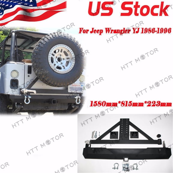 HTTMT- For 87-06 Jeep Wrangler YJ TJ Rock Crawler Rear Bumper Tire Carrier Swing&D-RING