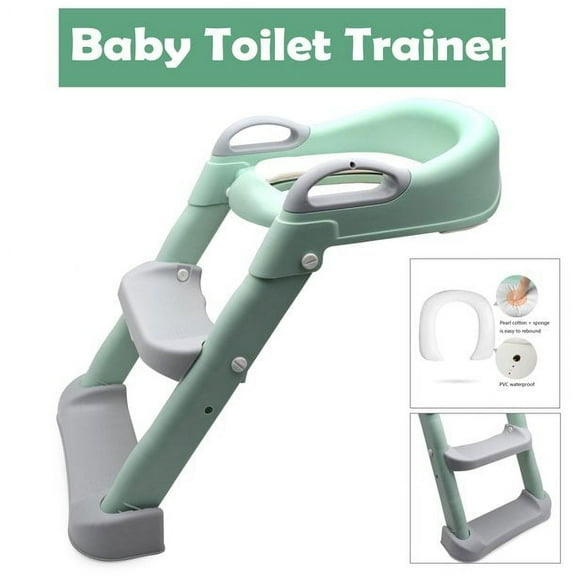HTTMT- Green Toddler Potty Training Seat Ladder Step Toilet Girl Chair Infant Kids Bathroom Trainer P/N: ET-BABY002-GREEN