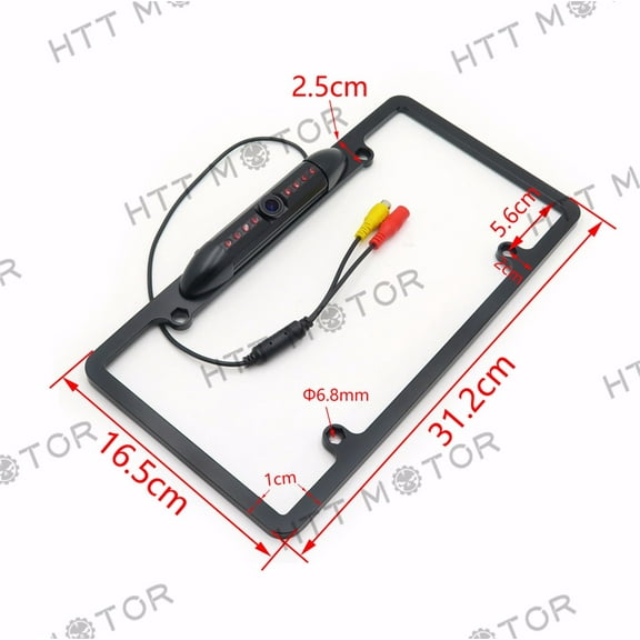 HTTMT- HD Color CMOS Car License Plate Frame Mount Rear View Backup Camera 8 IR LED US