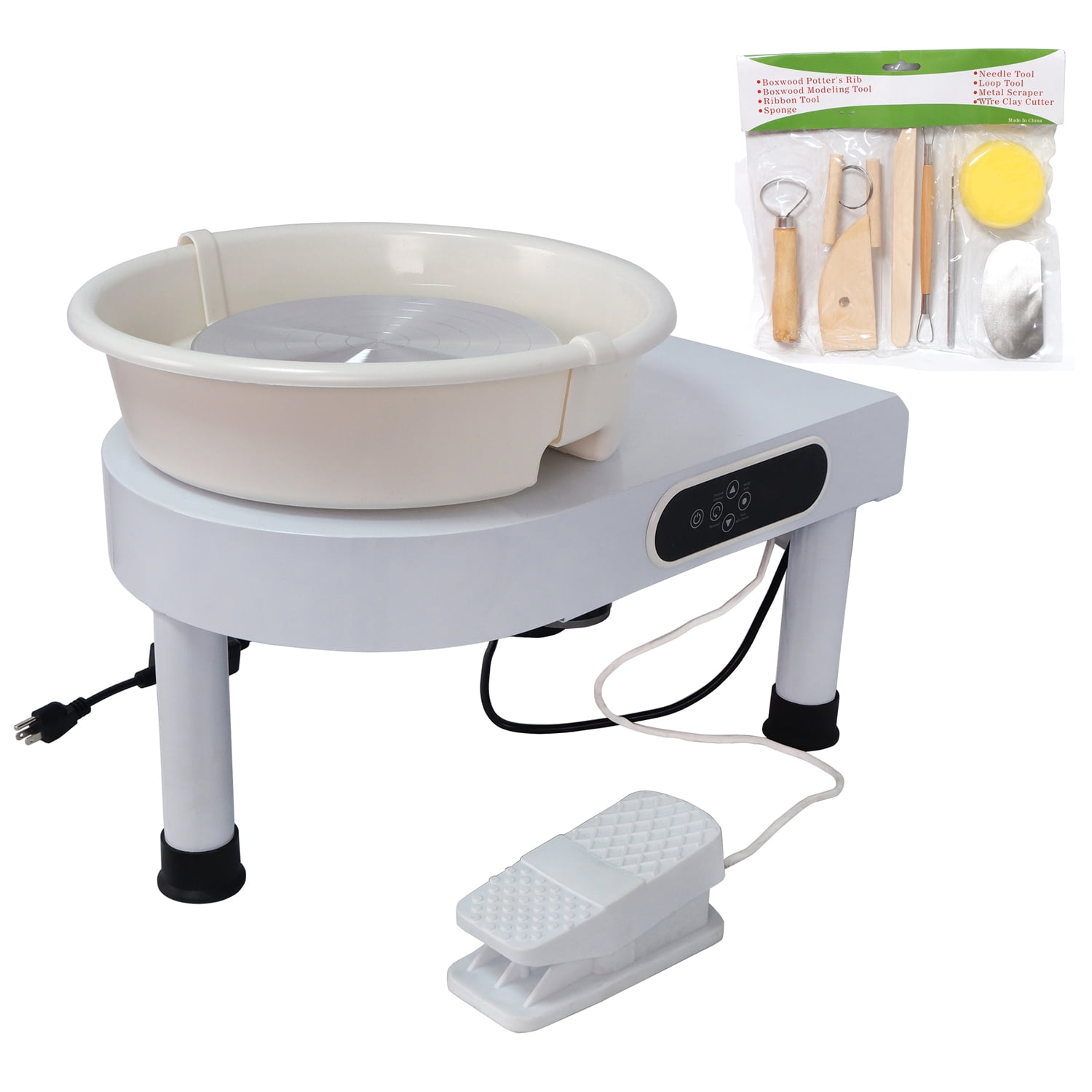 HTTMT- LED Display 350w Triangle Pottery Wheel Ceramic Forming Machine W/ Removable Basin Pedal