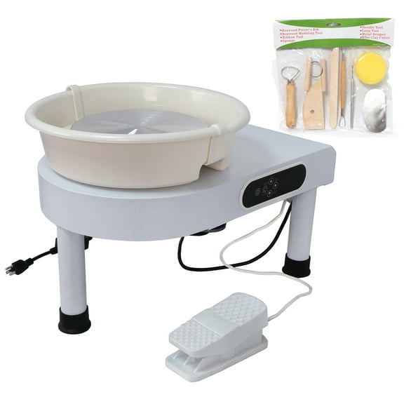 HTTMT- LED Display 350w Triangle Pottery Wheel Ceramic Forming Machine W/ Removable Basin Pedal