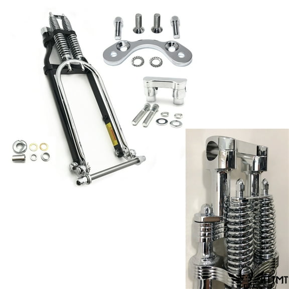 HTTMT- Replacement of CHROME 24" SPRINGER Front End w/ Handlebar Adapter 2" Bar Riser Compatible with HARLEY BIG TWIN