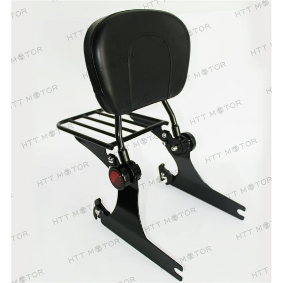 HTTMT Skull Adjustable Backrest Sissy Bar w/ Luggage rack For Harley Dyna 02-05 Black
