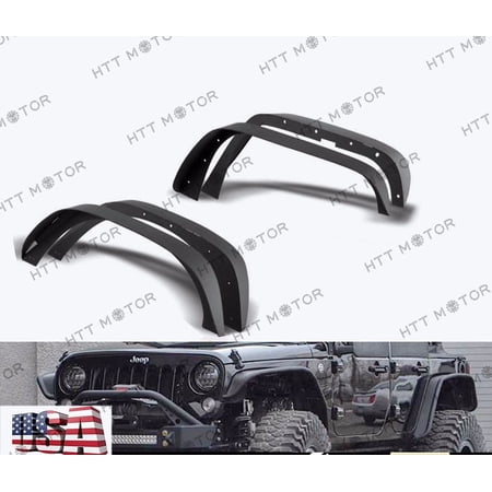 HTTMT- Stubby Rock Crawler Front+Rear Metal Fender Flares fit 07-17 Jeep JK Wrangler
