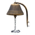 thumbnail image 1 of HTTMT- Upstreet Outdoor Dinner Bell Made For Ranch House Family Front Door Interior Exterior Décor | Wall Hanging Mount Heavy Cast Solid Iron Decoration Gold Large (H: 5" x W: 7") [P/N: ET-BELL002-L], 1 of 7