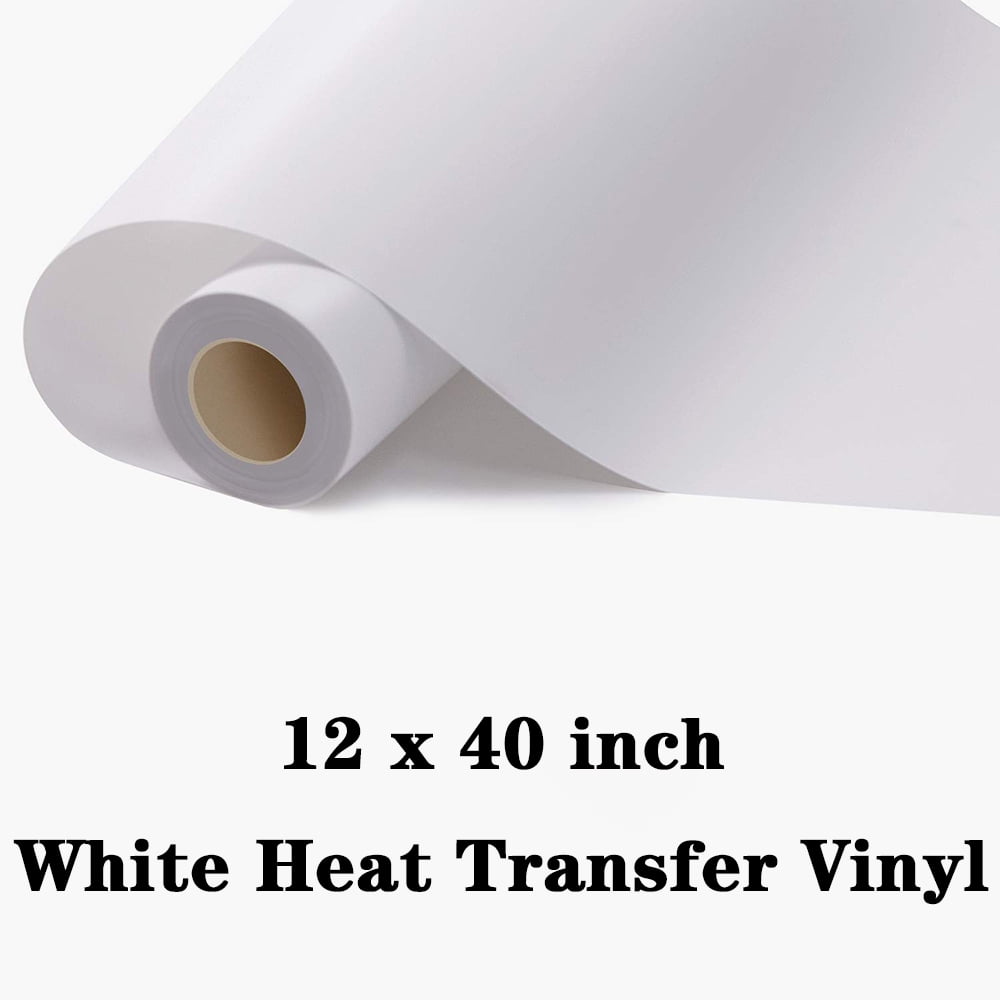 HTV Heat Transfer Vinyl Rolls-12x40 White HTV Vinyl, Iron on Vinyl for  Cricut & Silhouette Cameo - Easy to Cut & Weed for DIY Heat Vinyl Design 