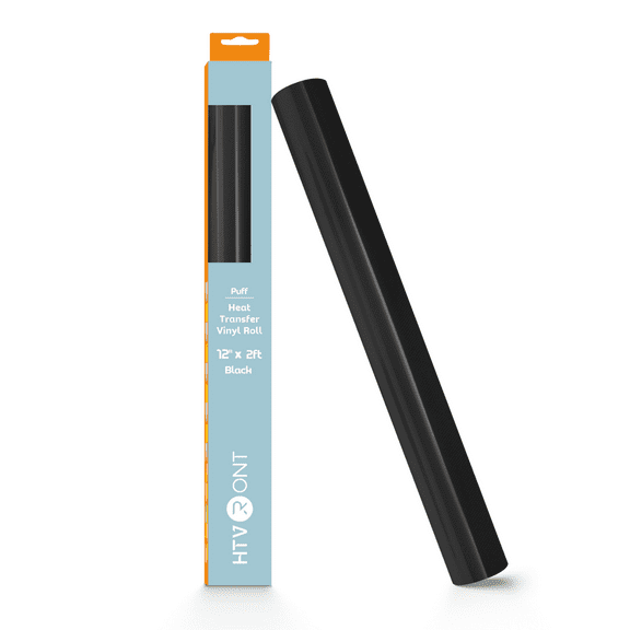 HTVRONT Heat Transfe Puff Vinyl- 12" x 2ft for T-Shirts, 3D Puff Heat Transfer Vinyl for Cutting Machine - Easy to Cut & Weed & Transfer-Black