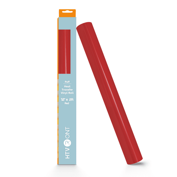 HTVRONT Heat Transfer Vinyl-12" x 2ft Roll for T-Shirts, 3D Puff Heat Transfer Vinyl for Cutting Machine-Easy to Cut & Weed & Transfer-Red