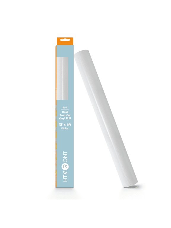 Heat Transfe Puff Vinyl Roll- 12" x 2ft for T Shirts, 3D Puff Heat Transfer Vinyl for Cutting Machine - Easy to Cut & Weed & Transfer-White