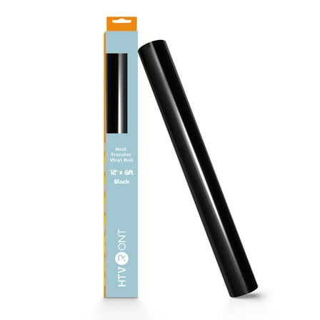 HTVRONT Heat Transfer Vinyl Roll-12" x 6ft Vinyl for Shirts, Iron On Vinyl for All Cutting Machine - Easy to Cut & Weed for Heat Transfer Design-Black
