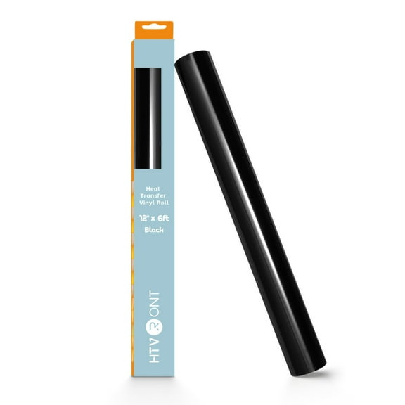 HTVRONT Heat Transfer Vinyl Roll-12" x 6ft Vinyl for Shirts, Iron On Vinyl for All Cutting Machine - Easy to Cut & Weed for Heat Transfer Design-Black