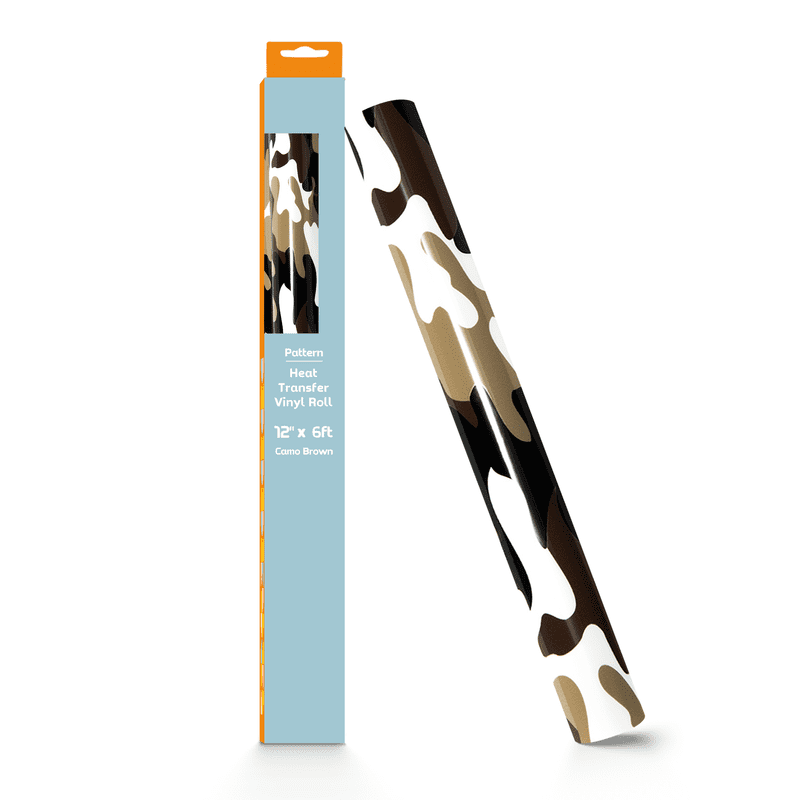 HTVRONT Heat Transfer Vinyl Roll-12" x 6ft for Shirts, Iron on Vinyl for All Cutting Machine-Easy to Cut & Weed for Heat Transfer Design-Camo Brown