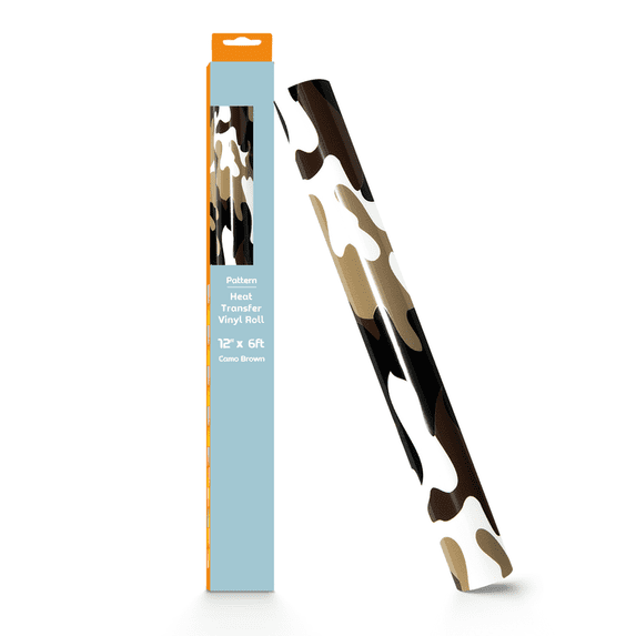 HTVRONT Heat Transfer Vinyl Roll-12" x 6ft for Shirts, Iron on Vinyl for All Cutting Machine-Easy to Cut & Weed for Heat Transfer Design-Camo Brown