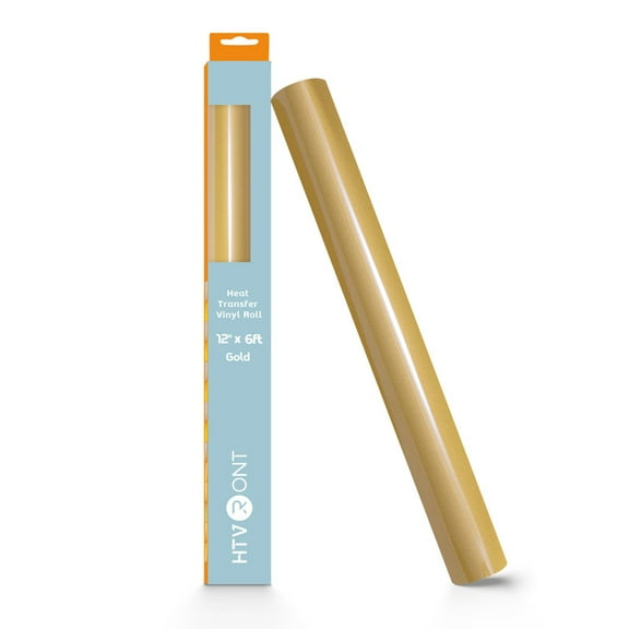 HTVRONT Heat Transfer Vinyl Roll-12" x 6ft for Shirts, Iron on Vinyl for All Cutting Machine - Easy to Cut & Weed for Heat Transfer Design-Gold