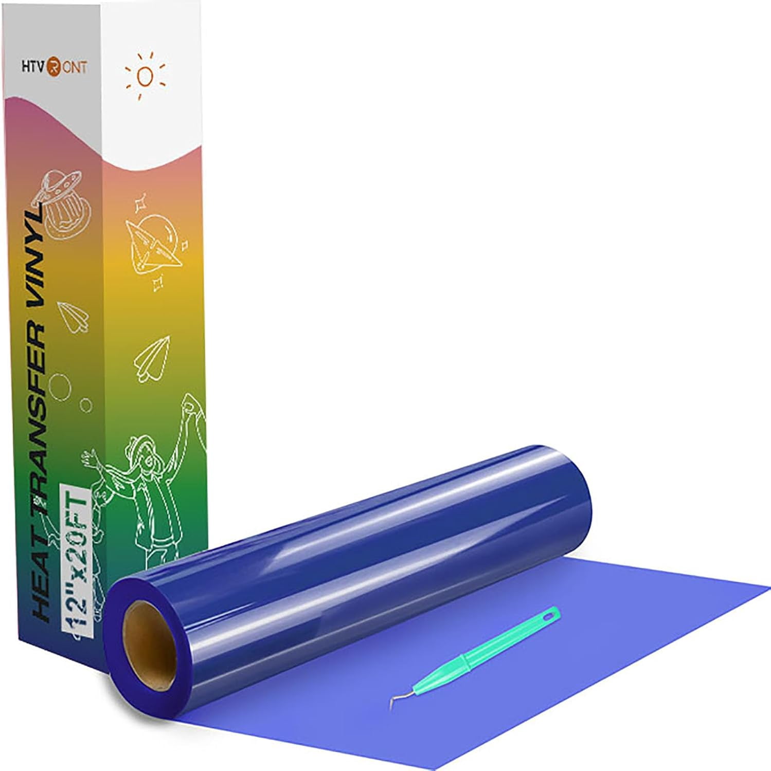 HTV Vinyl Rolls Blue Heat Transfer Vinyl - 12" x 20ft Blue HTV Vinyl for Shirts, Iron on for All Cutting Machines - Easy to Cut & Weed for Heat Transfer Design