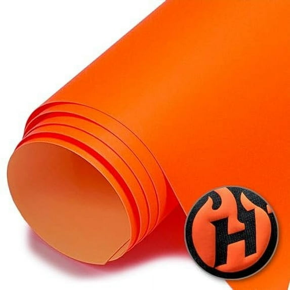 HTV4U Neon Puff Heat Transfer Vinyl Neon Orange, 20" x 12" Sheet - 3D Puffy Heat Press Transfer Iron on Vinyl for Shirts, Film, DIY Craft