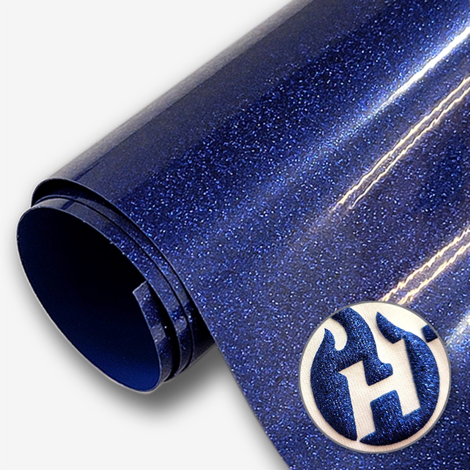 HTV4U Puff Glitter Heat Transfer Vinyl (Glitter Royal Blue, 20" x 25 Yards) - 3D Puffy Heat Press Transfer Film, DIY Craft Iron on Vinyl for Shirts and Garments
