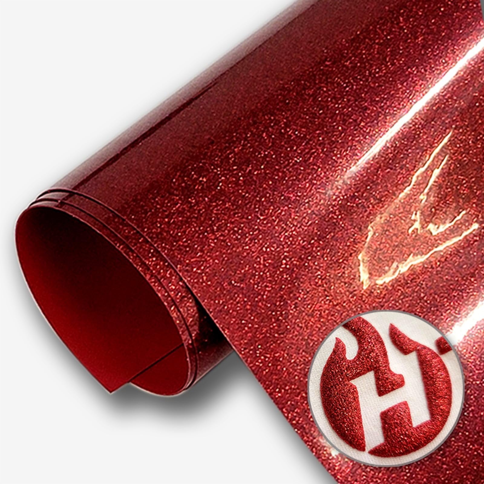 HTV4U Puff Glitter Transfer Vinyl Glitter Red, 20" x 1 Yard - 3D Puffy Heat Press Transfer Film, DIY Craft Iron on Vinyl for Shirts and Garments