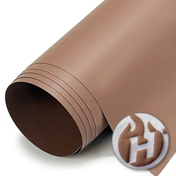 HTV4U Puff Heat Transfer Vinyl (Camel, 20" x 12" Sheet) - 3D Puffy Heat Press Transfer Film, DIY Craft Iron on Vinyl for Shirts