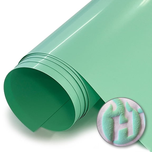 HTV4U Puff Heat Transfer Vinyl (Mint, 20" x 12") - DIY Craft Iron on Vinyl for Shirts, 3D Puffy Heat Press Transfer Film