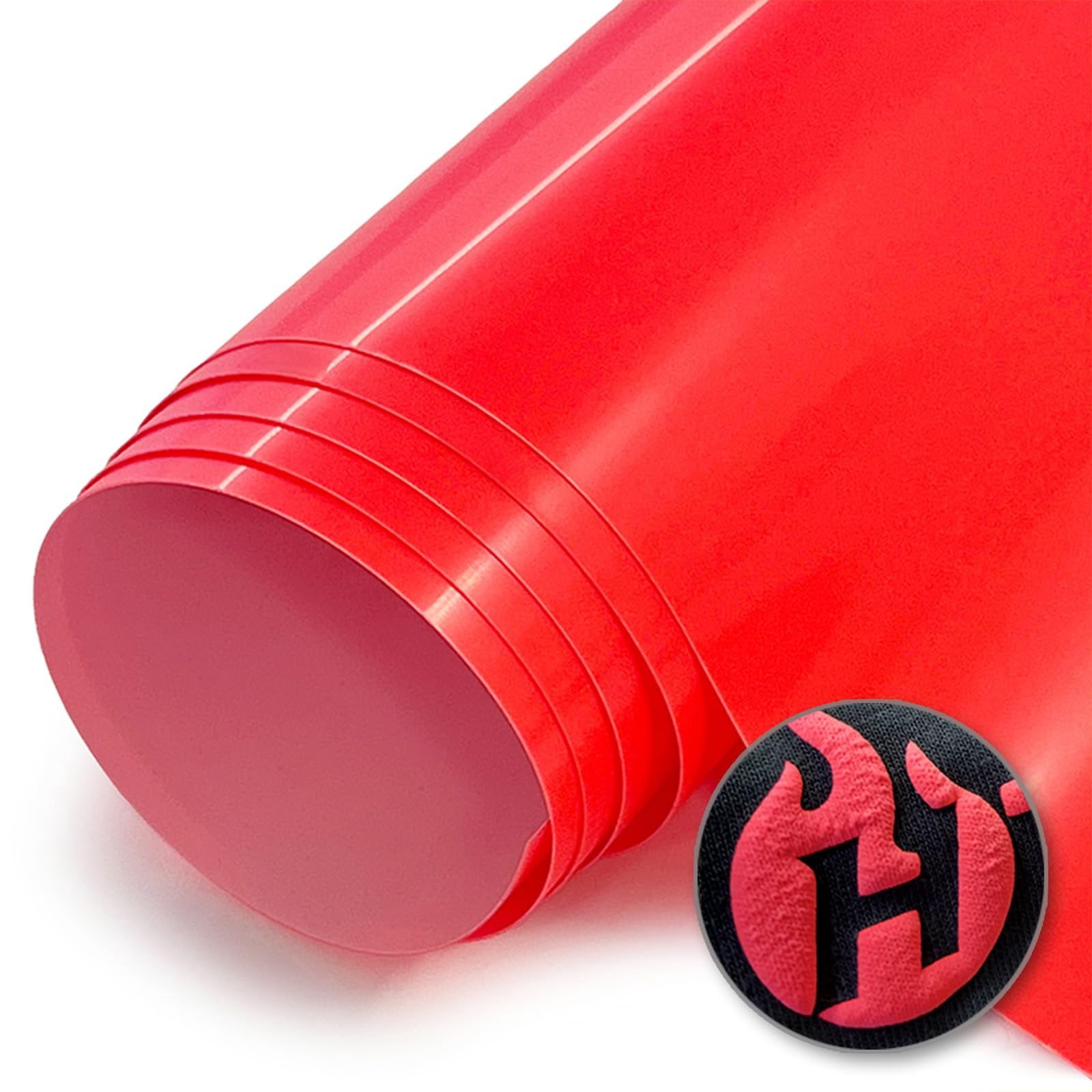 HTV4U Puff Heat Transfer Vinyl Neon Coral, 20" x 25 Yards - Heat Press Transfer Paper Film, DIY Craft, Iron on Vinyl for Shirts, 3D Puffy