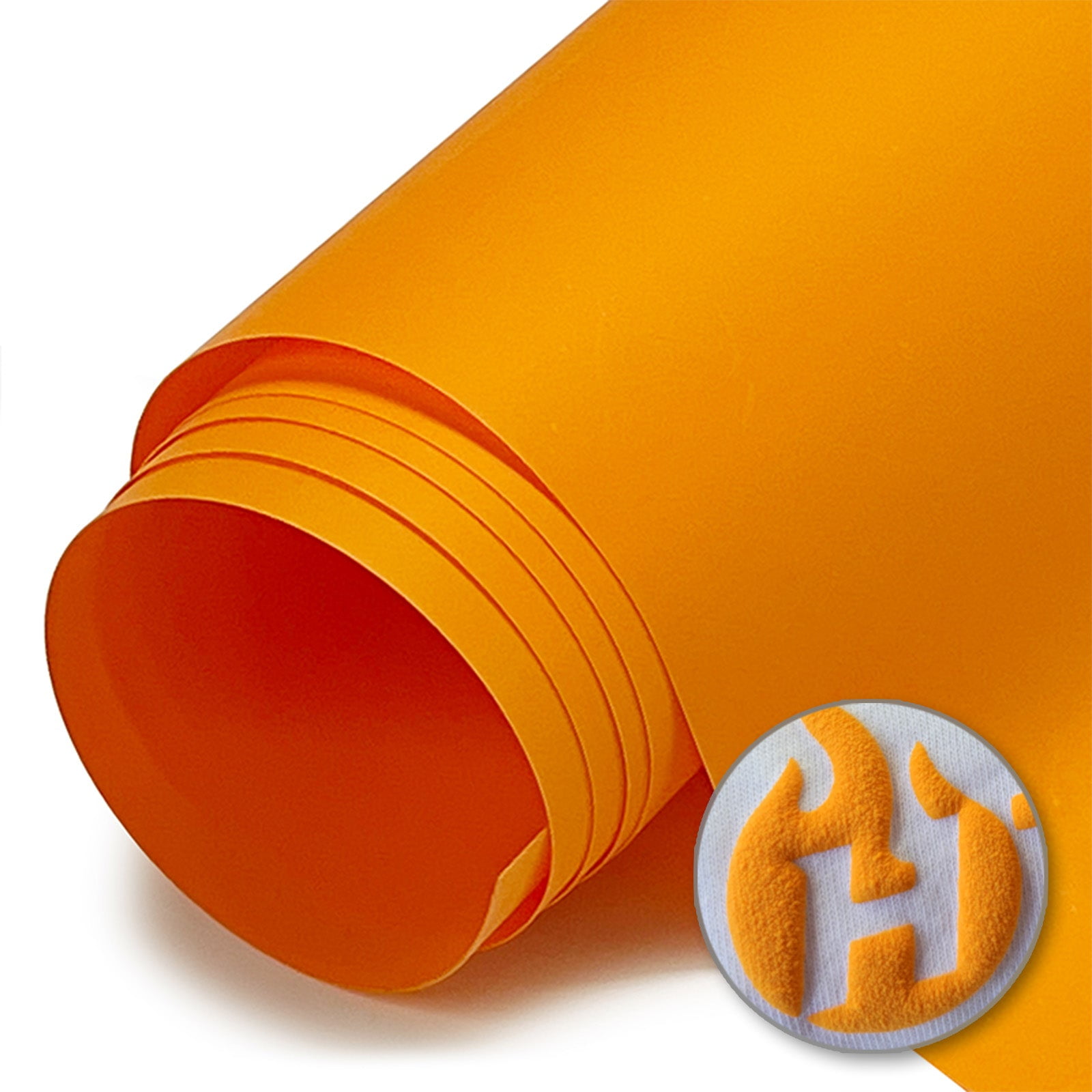 HTV4U Puff Heat Transfer Vinyl (Tangerine, 20" x 25 Yards) Puffy Heat