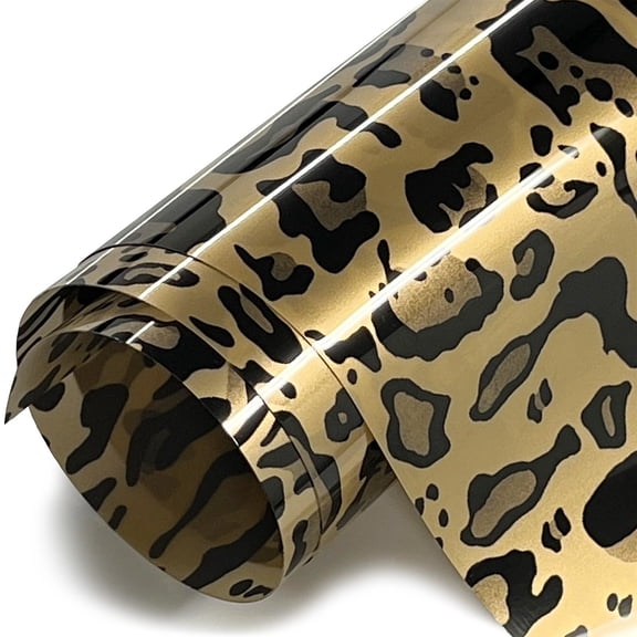 HTV4U Stretchable WeedFoil Heat Transfer Vinyl Leopard, 20" x 12" - Metalic Look Shine Smooth Soft Finish Heat Press Iron on Paper Film for T-Shirts