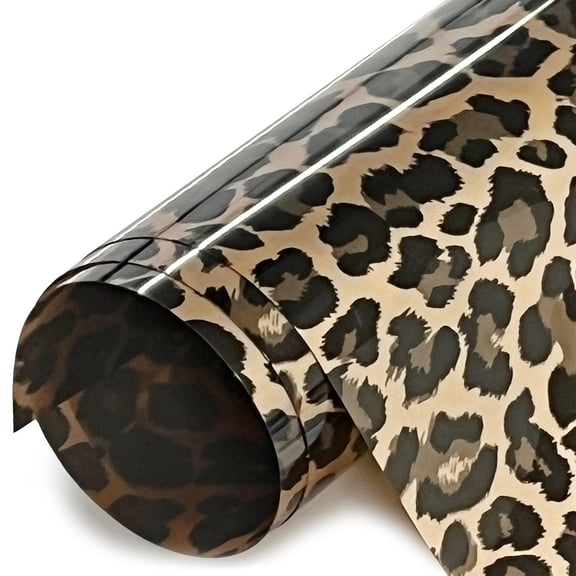 HTV4U Stretchable WeedFoil Heat Transfer Vinyl Leopard Gold, 20" x 1 Yard - Metalic Look Shine Smooth Soft Finish Heat Press Iron on Paper Film for T-Shirts