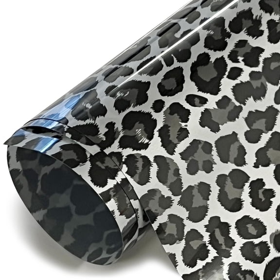 HTV4U Stretchable WeedFoil Heat Transfer Vinyl Leopard Silver, 20" x 1 Yard - Metalic Look Shine Smooth Soft Finish Heat Press Iron on Paper Film for T-Shirts