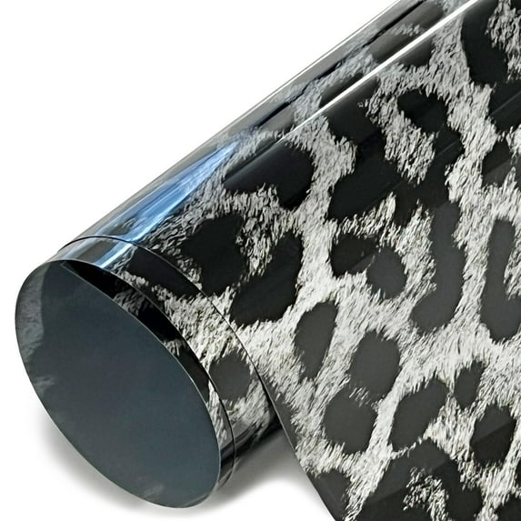 HTV4U Stretchable WeedFoil Heat Transfer Vinyl Silver Cheetah, 20" x 12" - Metalic Look Shine Smooth Soft Finish Heat Press Iron on Paper Film for T-Shirts