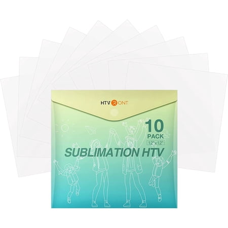 HTVRONT 10 Pack 12" X 12" Matte Sublimation HTV Vinyl for Light-Colored T-shirts Cotton Fabrics Pillow Bag Hat