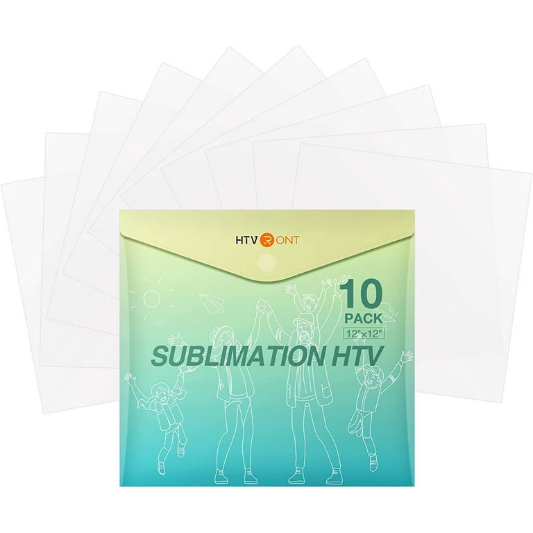 HTVRONT Clear HTV Vinyl for Sublimation 20 Pack 12 X 12 Matte Sublimation  Vinyl for Cotton Fabric Wash Durable Clear Dye Sub HTV for Light-Colored T  Shirts