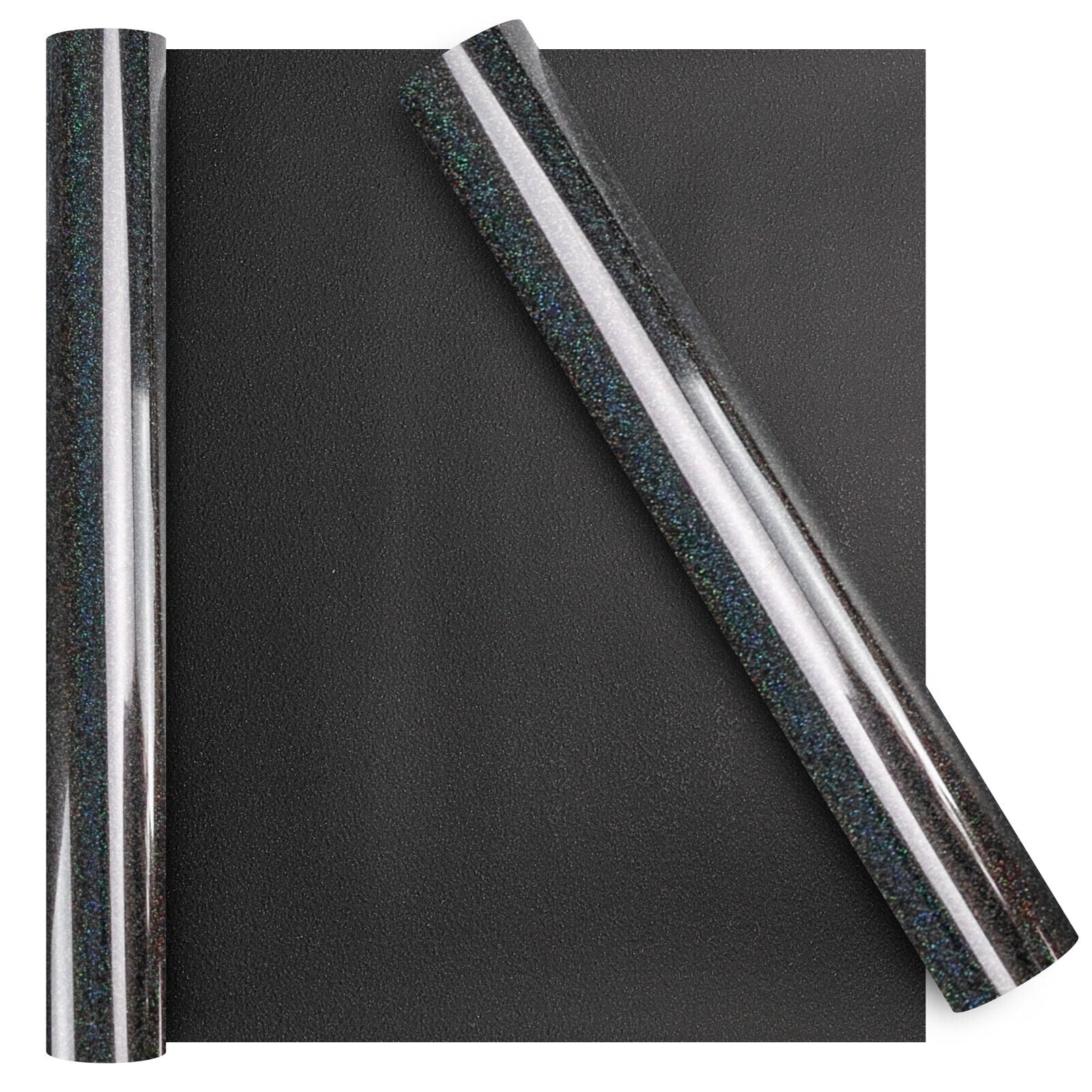 HTVRONT 10" x 10FT Glitter Laser Black Heat Transfer Vinyl Iron on T-shirt HTV Vinyl for HTVRONT & All Cutter Machine