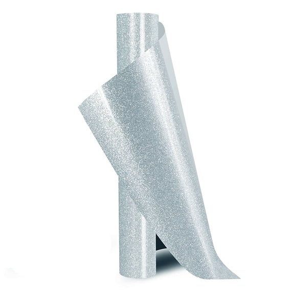HTVRONT 10" x 5FT Glitter Silver Vinyl Iron on for HTVRONT & All Cutter Machine - Easy Weed
