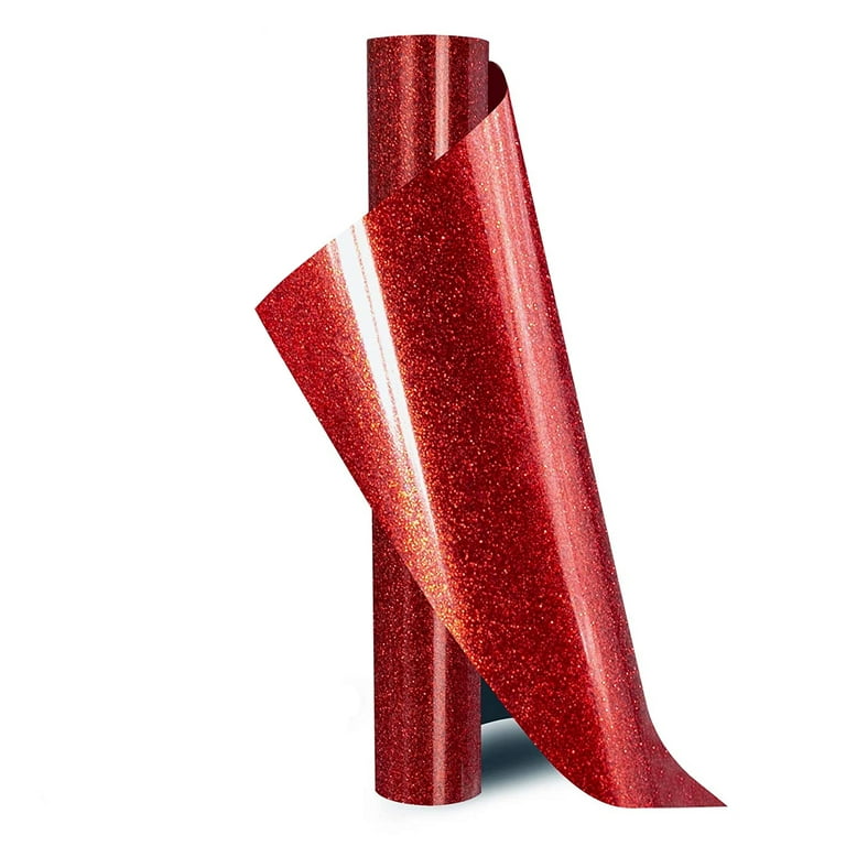 1 Roll Red Heat Transfer Vinyl Glitter HTV Roll - 10 x 5ft Glitter HTV  Vinyl for Shirts, Glitter Iron on Vinyl for All Cutter Machine - Easy to  Cut for Heat
