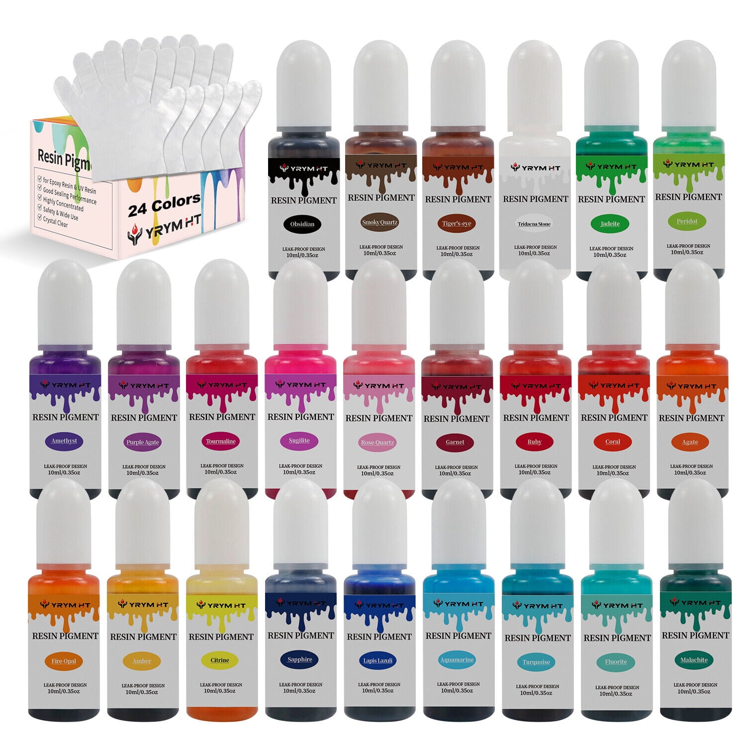 HTVRONT 10ml Epoxy Resin Pigment 16/20/24 Colors Transparent Epoxy