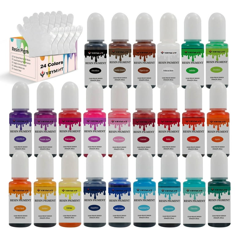 24 Colors Epoxy Resin Color Pigment Liquid Transparent Epoxy Resin Colorant  Epoxy UV Resin Color Dye for Resin Coloring, Tumbler, Paints, Crafts,10ml