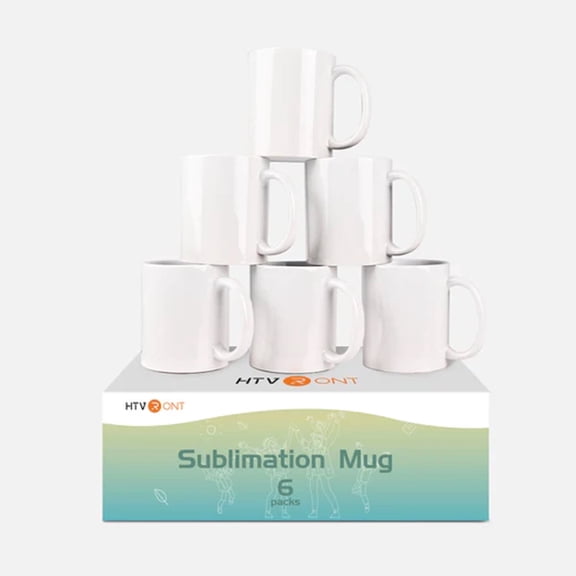 HTVRONT Sublimation Mugs Blank 11 oz - 6 Pack Tazas Para Sublimacion - Sublimation Coffee Mugs