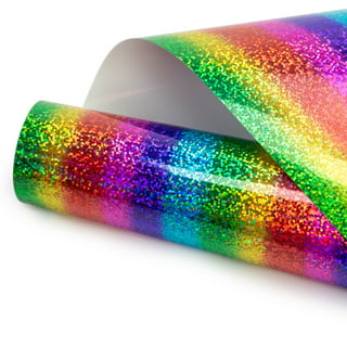 Holographic Glitter Rainbow Heat Transfer Vinyl HTV T-Shirt 20 Iron On  Press