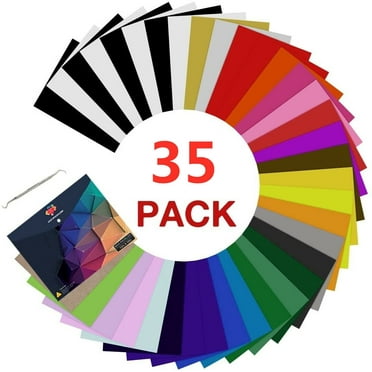 HTVRONT 12 x 10 inches Heat Transfer Craft Vinyl Sheet, 35 Count