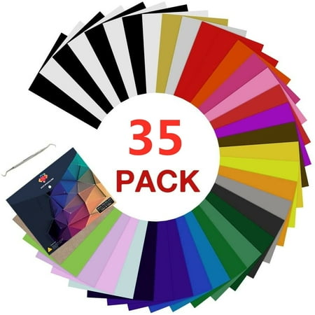 HTVRONT 12 x 10 inches Heat Transfer Craft Vinyl Sheet, 35 Count