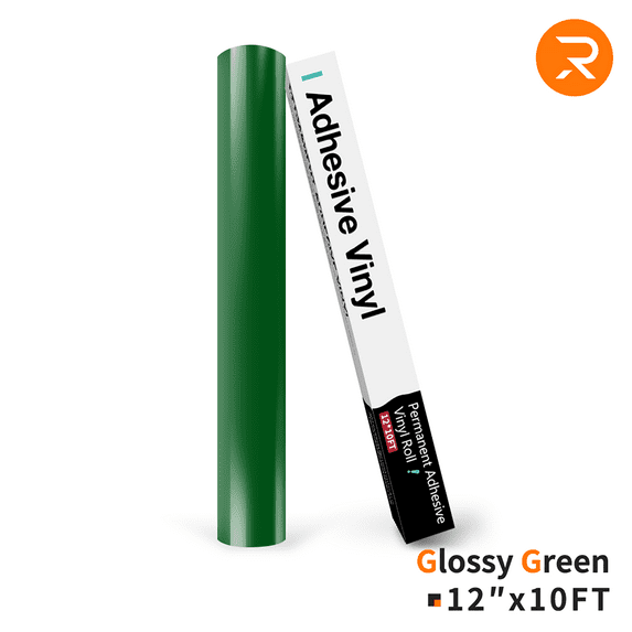 HTVRONT 12" x 10FT Glossy Green Permanent Adhesive Vinyl for Decoration, Sticker, Craft Cutter, Car Decal