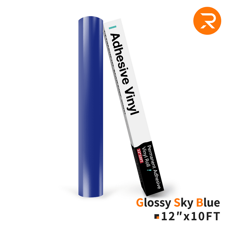 HTVRONT 12 x 10FT Glossy Sky Blue Permanent Adhesive Vinyl for