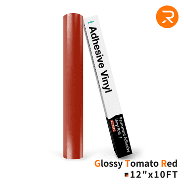 HTVRONT 12" x 10FT Glossy Tomato Red Permanent Adhesive Vinyl for Decoration, Sticker, Craft Cutter, Car Decal
