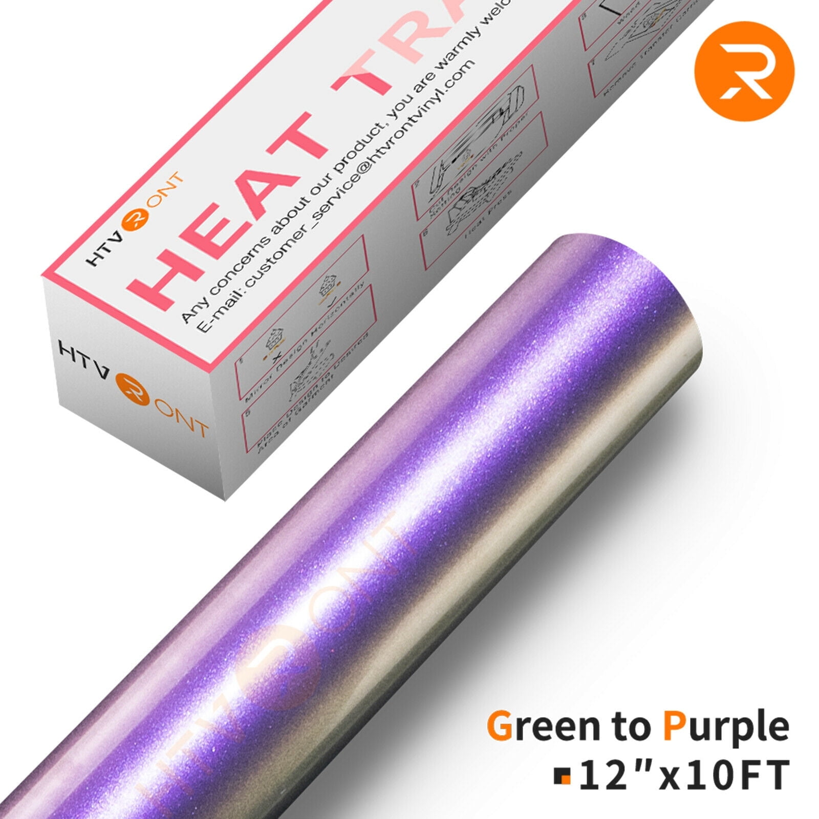 HTVRONT 12" x 10FT Green to Purple Chameleon Heat Transfer Vinyl Gradient Change Color Iron On Vinyl For Cutting Machine