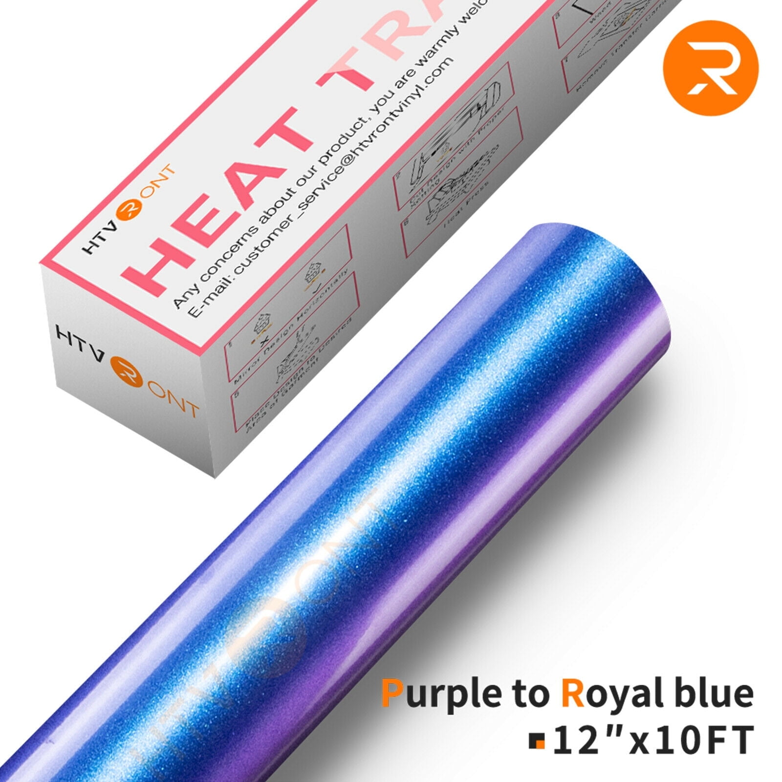 HTVRONT 12" x 10FT Purple to Royal Blue Chameleon Heat Transfer Vinyl Gradient Change Color Iron On Vinyl